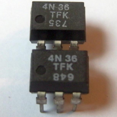 4N36, Оптопара транзисторная, 1 канал, 50 мА, 5 кВ, 100 %, DIP-6  ячейка 2