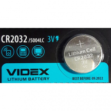 CR2032, Элемент питания литиевый  3В VIDEX 