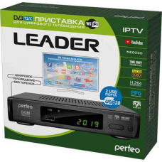 Приставка "Perfeo" DVB-T2/C  "LEADER" для цифр.TV, Wi-Fi, IPTV, HDMI, 2 USB, DolbyDigital, пульт ДУ