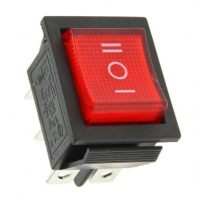 Выключатель клавишный 250V 15А (6с) ON-OFF-ON красный  с подсветкой и нейтралью    артикул 36-2390