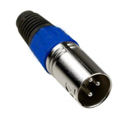1-503 BL Разъем XLR 3P "шт" металл цанга на кабель, синий