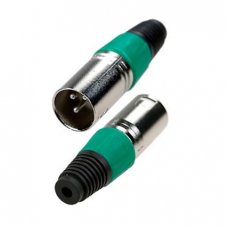 1-503 GR Разъем XLR 3P "шт" металл цанга на кабель, зеленый