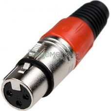 1-504 RD Разъем XLR 3P "гн" металл цанга на кабель, красный