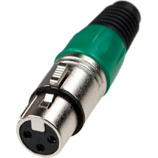 1-504 GR Разъем XLR 3P "гн" металл цанга на кабель, зеленый