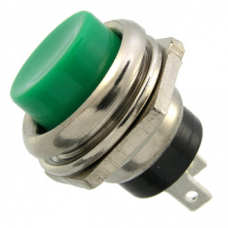 Кнопка круглая большая металлическая 2с, без фиксации зеленая Артикул: PL-6526