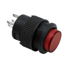 Кнопки круглые, диаметр 13 мм, off-on, c фиксацией и подсветкой, красного цвета, R16-503AD-R