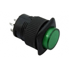 Кнопки круглые, диаметр 13 мм, off-on, c фиксацией и подсветкой, зеленого цвета, R16-504AD-G