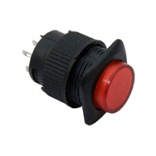 Кнопки круглые, диаметр 13 мм, off-on, c фиксацией и подсветкой, красного цвета, R16-504AD-R