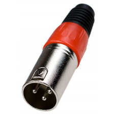 1-503 RD Разъем XLR 3P "шт" металл цанга на кабель,  красный