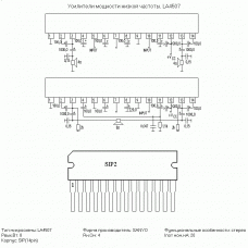 LA4507, Двухканальный усилитель мощности звука 8.5Вт/15В/3 Ом  ячейка 175