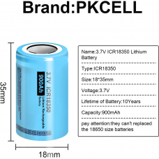 Li-ion battery 18350 3.7V 900mAAH with conclusions  с выводами