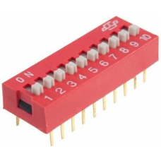 DS1040-10RN, DIP переключатель 10pin красный