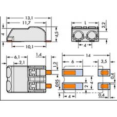 Клемма для SMD монтажа 2060-402 ULITE