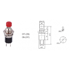 Кнопка (DS-402) без фиксации круглая без подсветки OFF-(ON) 2pin 0.5A 125V