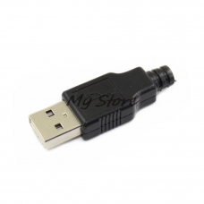 Разьем  4-контактный USB типа A с черным пластиковым покрытием ( Папа)